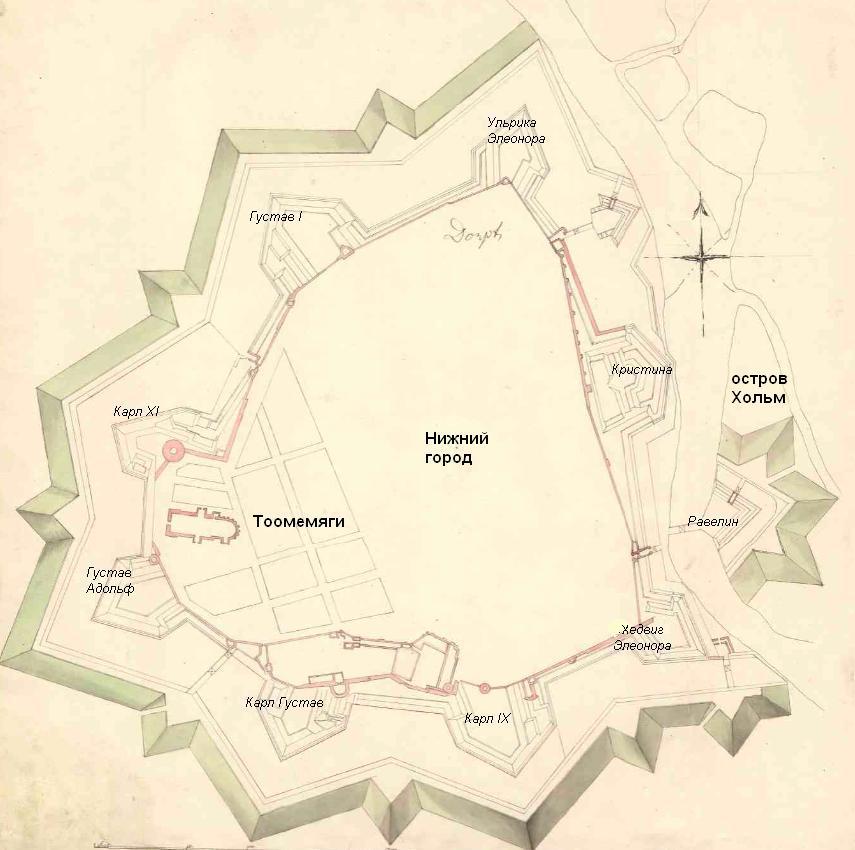 проект укреплений Тарту 1700 года